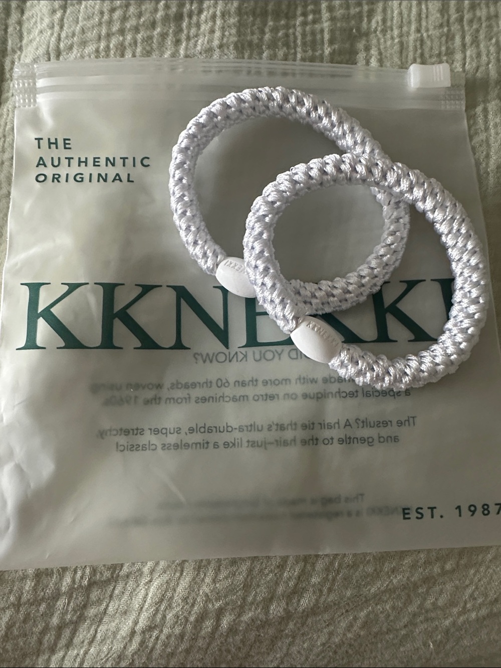 White Elastic Braided Hair Ties - 2 Pack